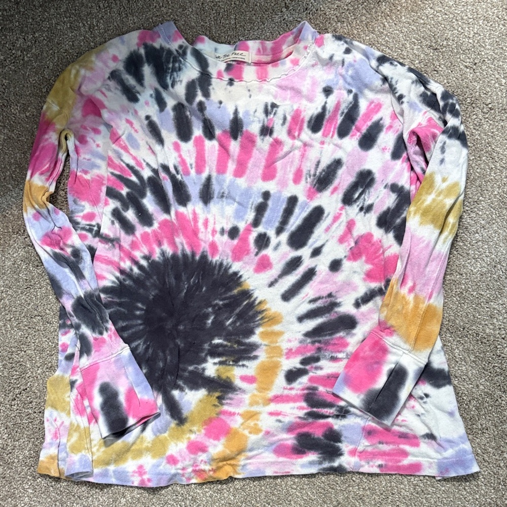 We the free Tie-Dye Long Sleeve Crewneck Top